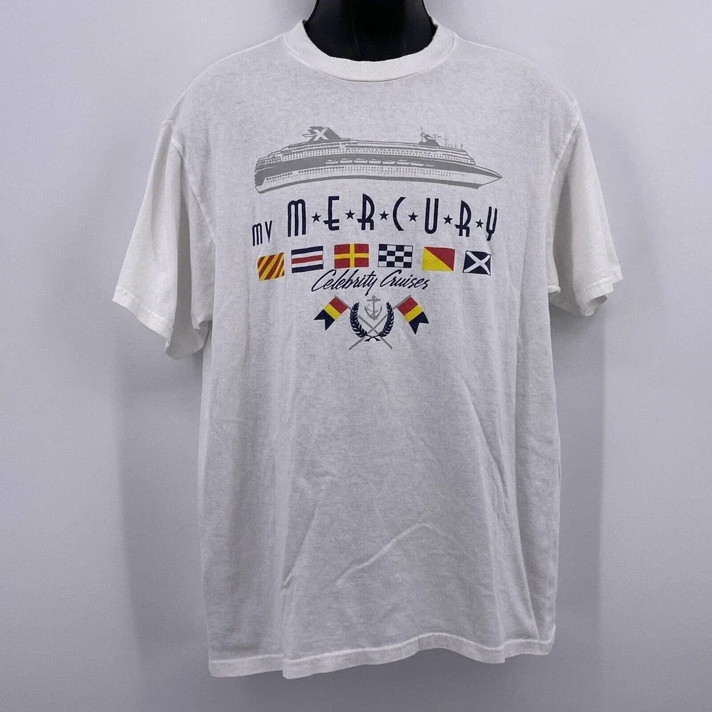 Mercury Celebrity Cruises T Shirt White Crew Neck Short Sleeves Delta Sz L Mens - Picture 1 of 7